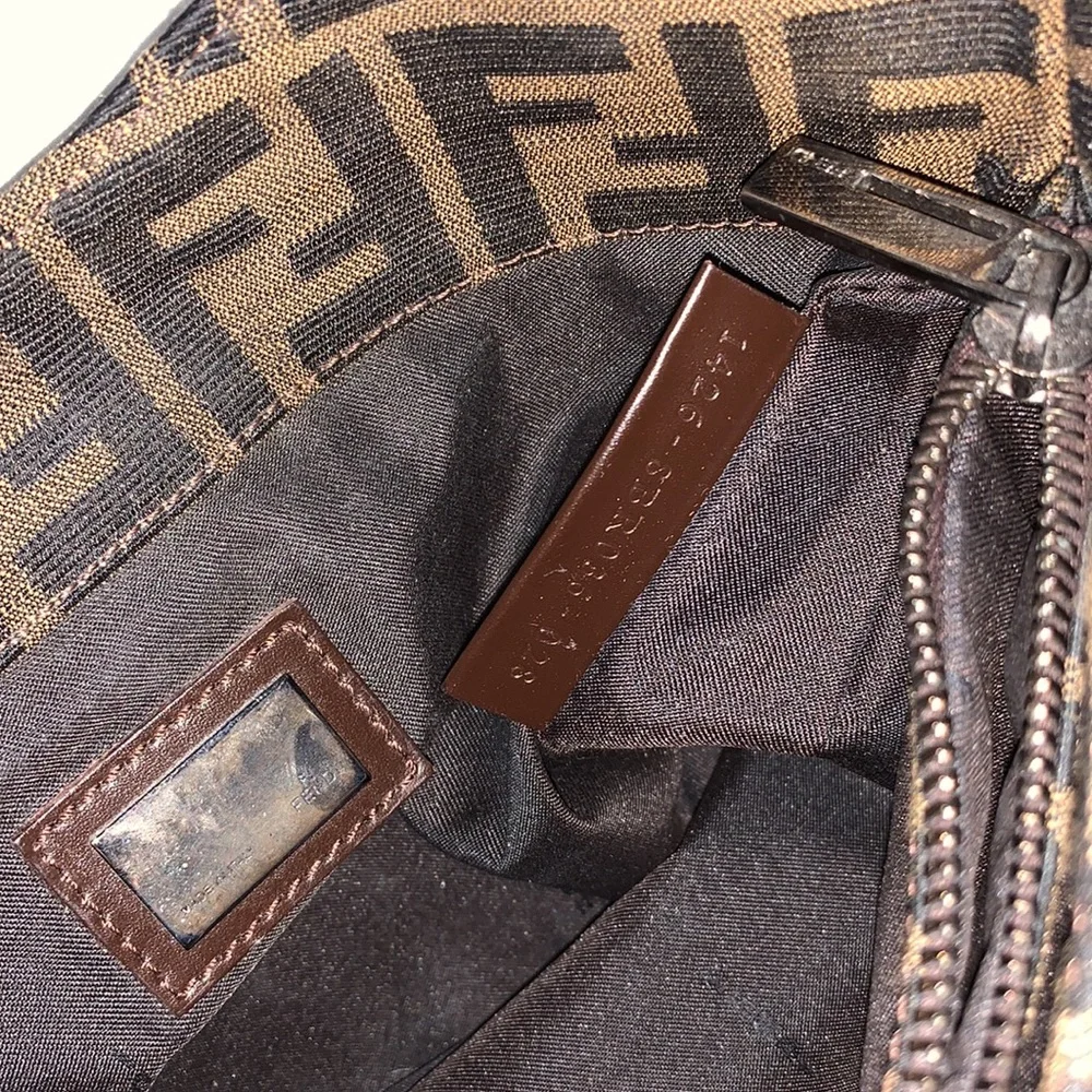 Fendi Zucca Canvas Baguette Shoulder Hobo Bag